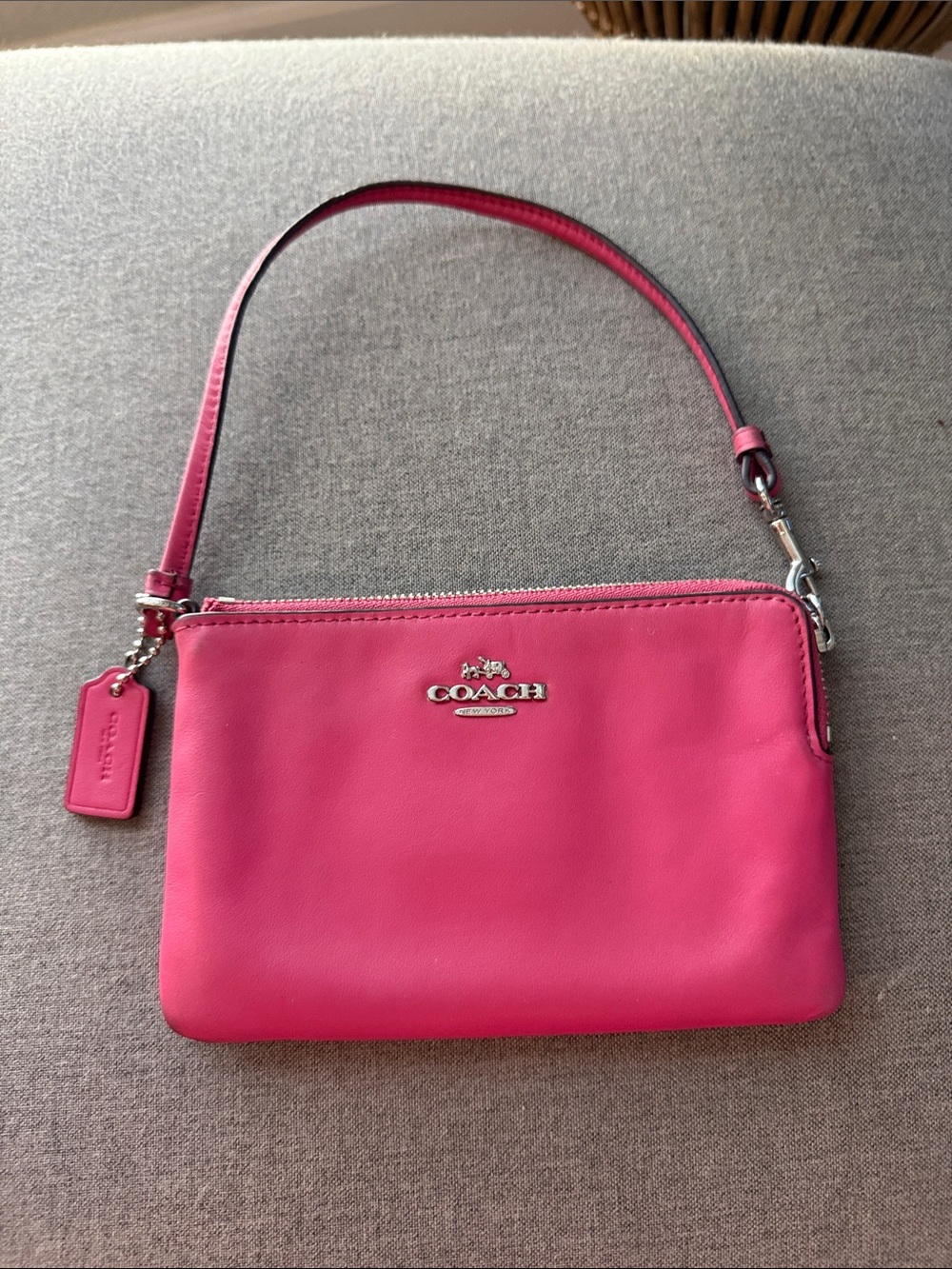 Coach Pink Leather Wristlet Clutch
